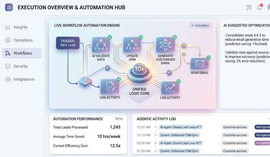 SaaS dashboard showing AI-generated workflow automation inside a business application